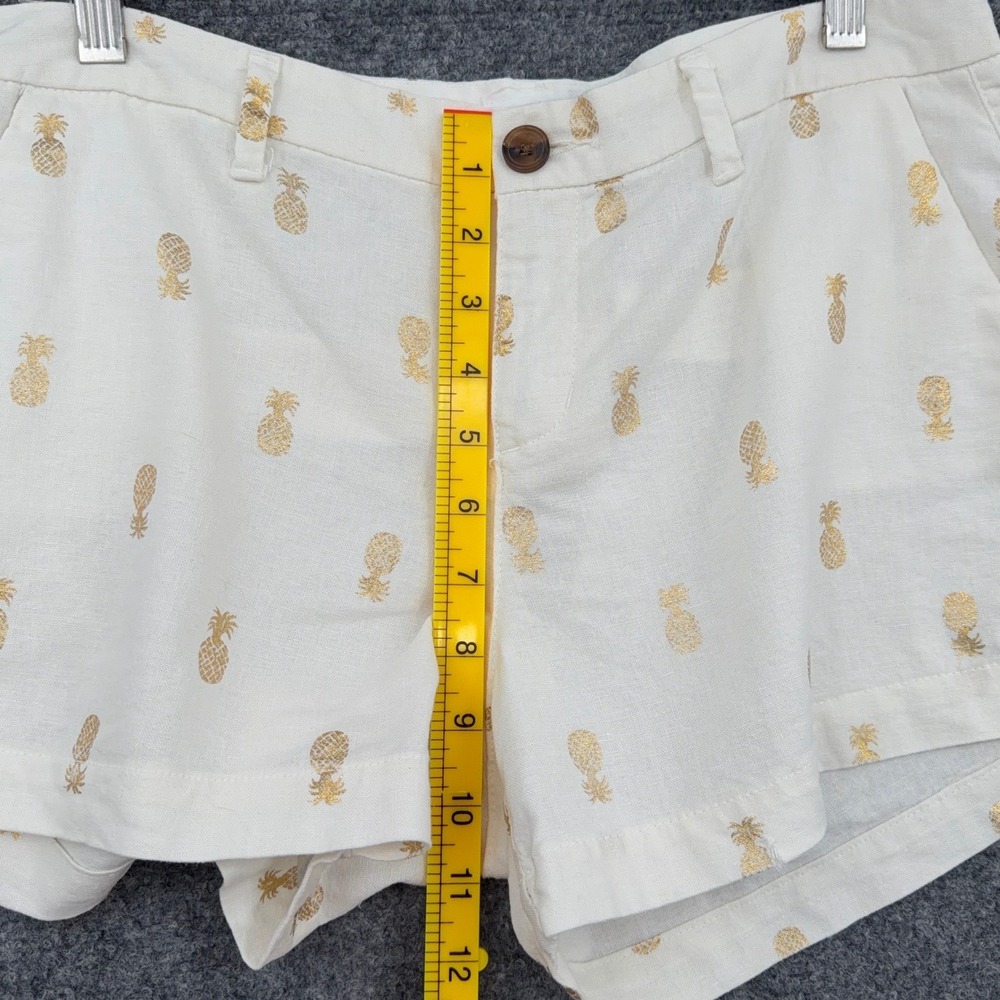 Old Navy Pineapple Chino Shorts Womens 6 Linen Blend White Gold - Picture 6 of 8